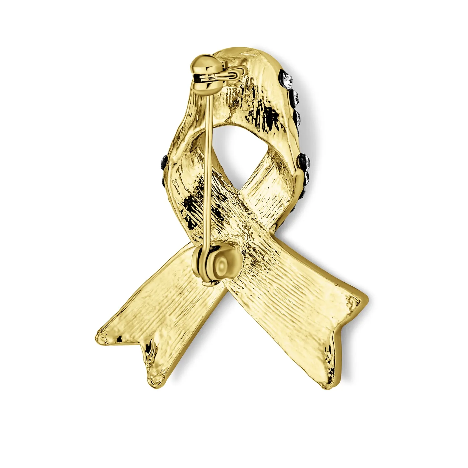 Open Heart Enamel Crystal Brooche Pin for Awareness Ribbons Silver Gold Plated