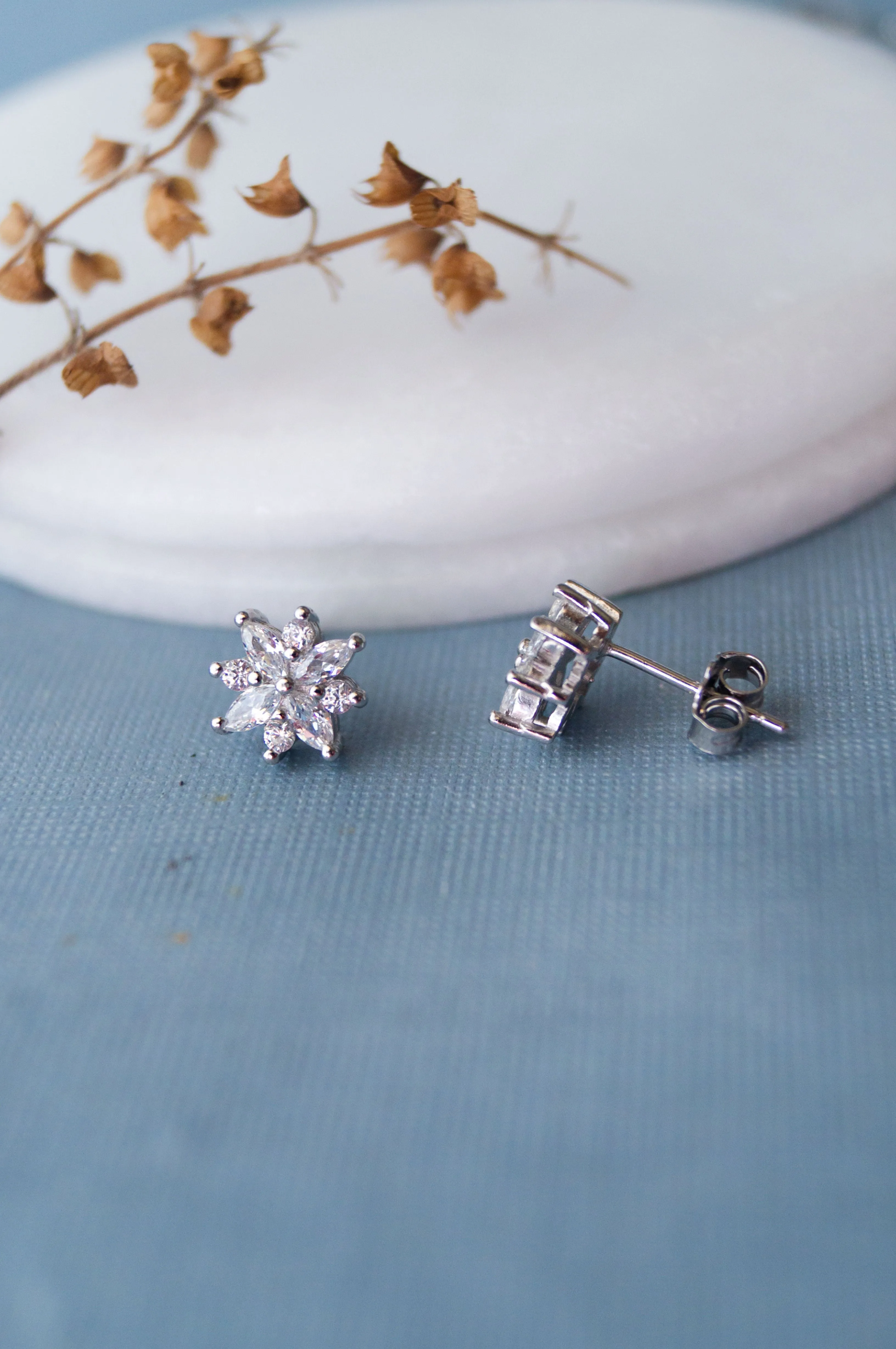 Oriana Floral Sterling Silver Stud Earrings