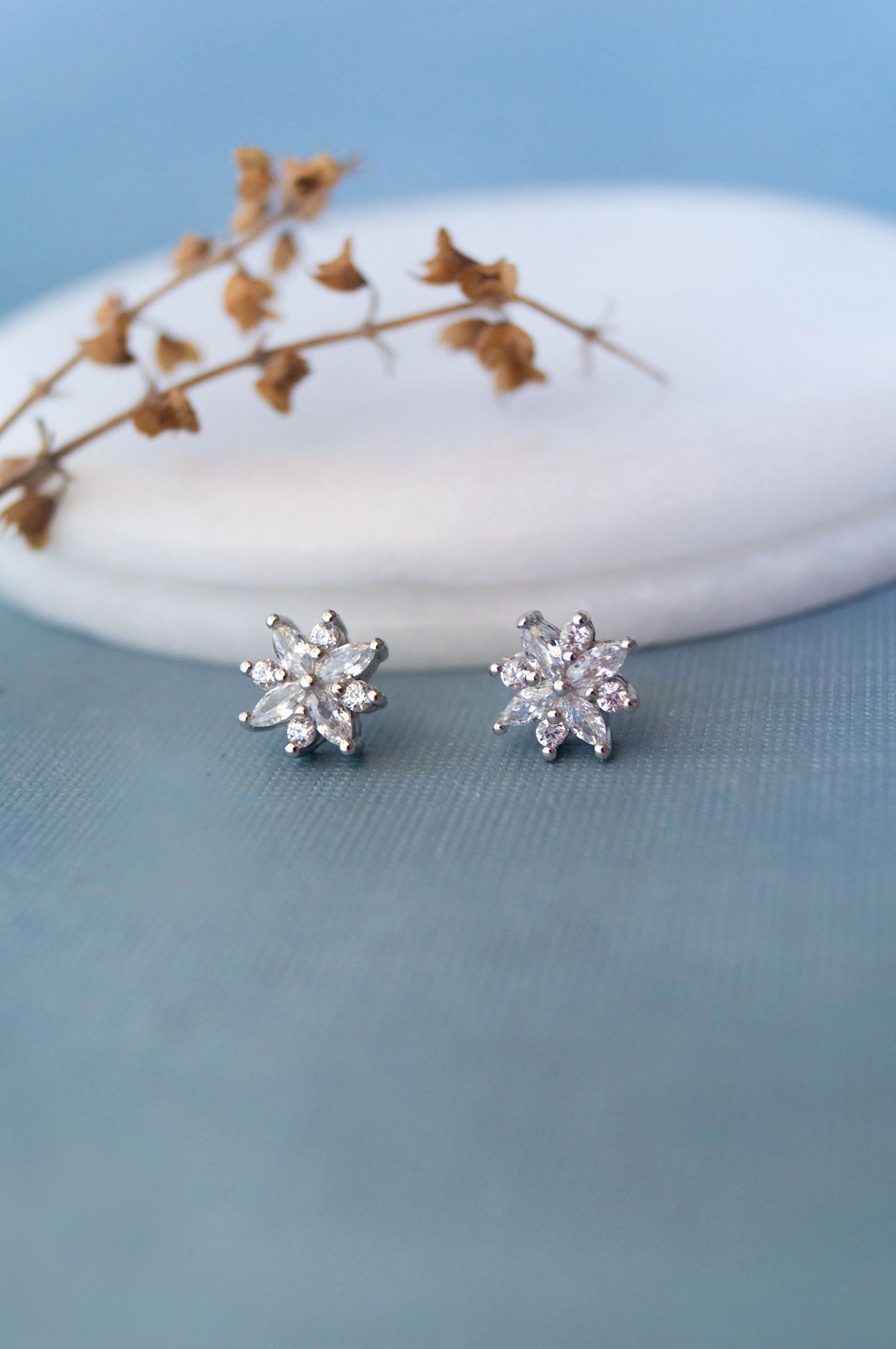 Oriana Floral Sterling Silver Stud Earrings