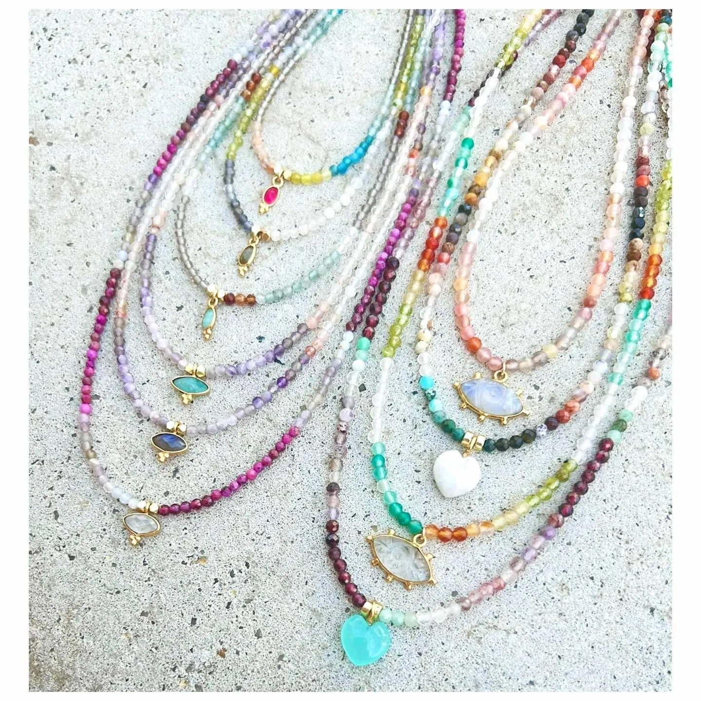 Oval Bindi Amazonite Drop Mix9 Necklace