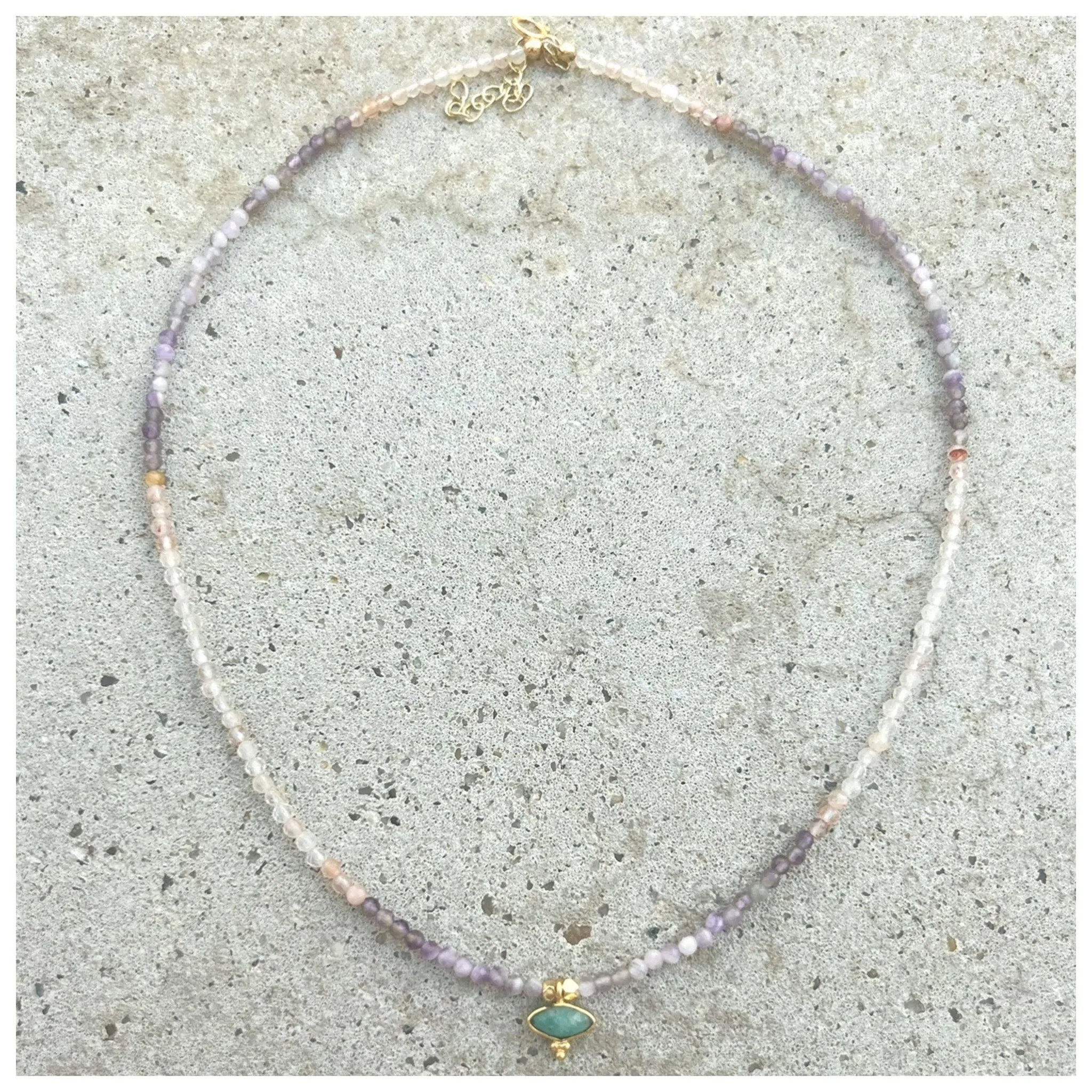 Oval Bindi Amazonite Drop Mix9 Necklace