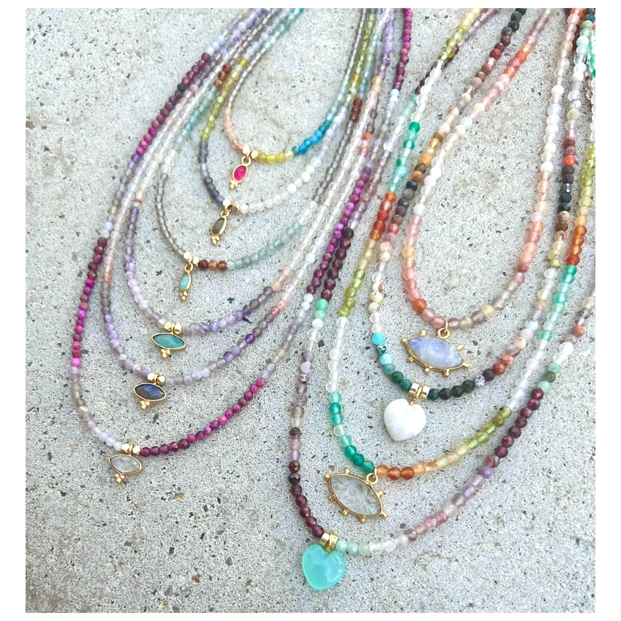 Oval Bindi Moonstone Drop Plum Mix3 Necklace