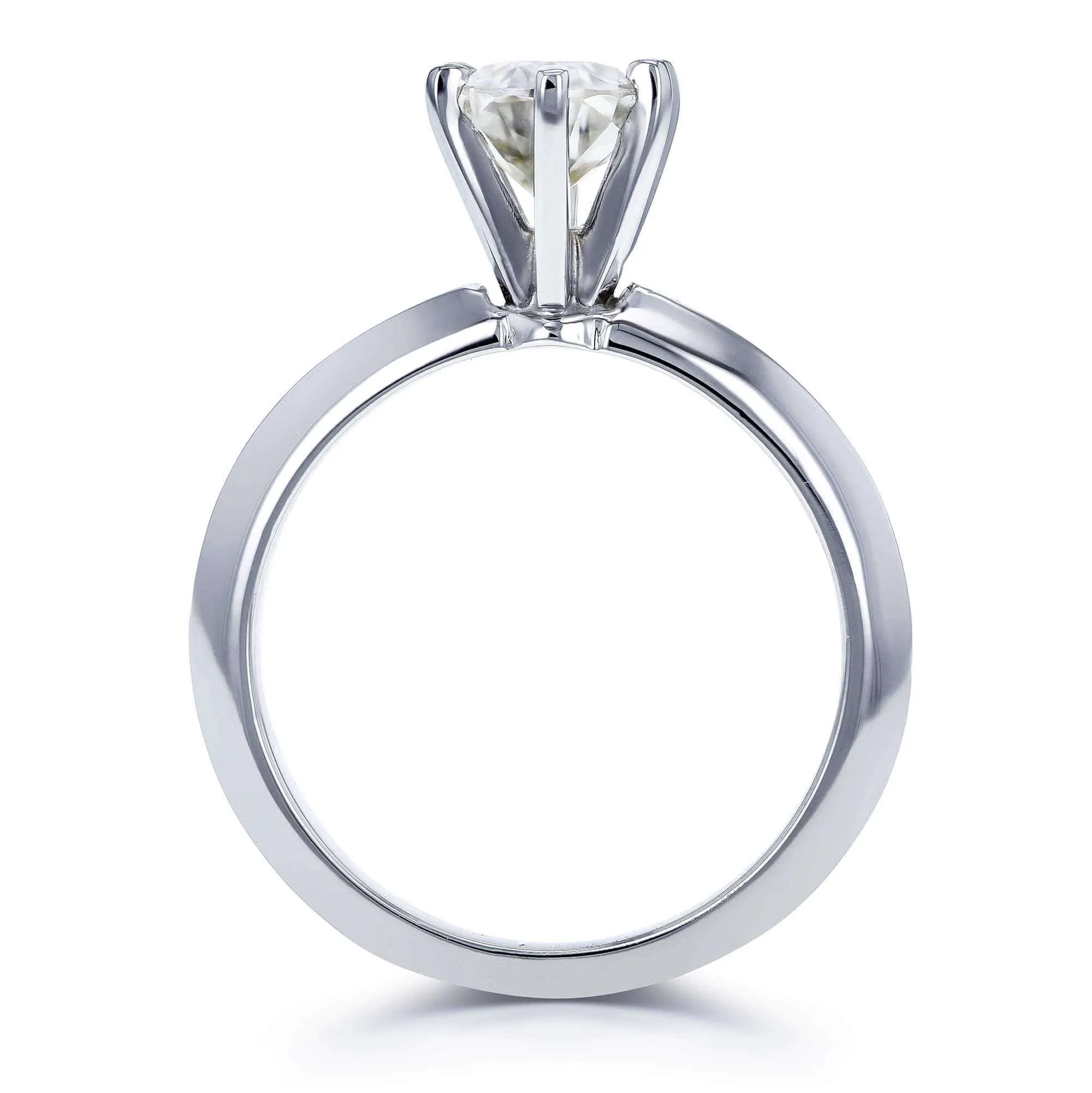 Oval Moissanite 6-prong Solitaire Engagement Ring 7/8 Carat in 14k White Gold