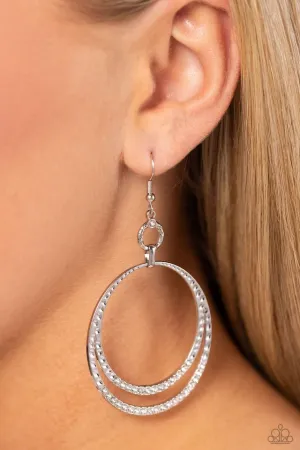 Paparazzi Earring ~ Spin Your HEELS - White