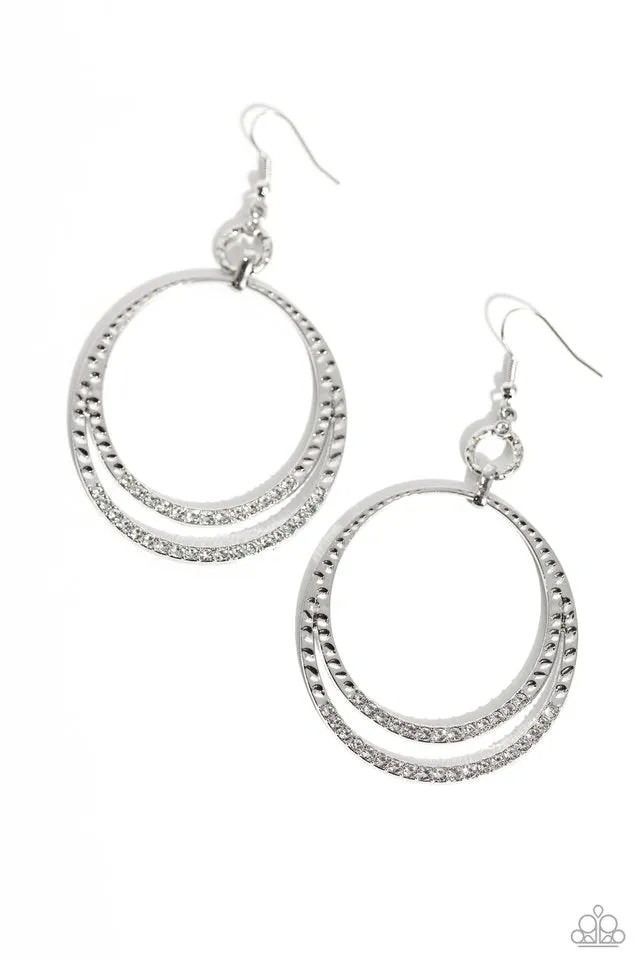 Paparazzi Earring ~ Spin Your HEELS - White