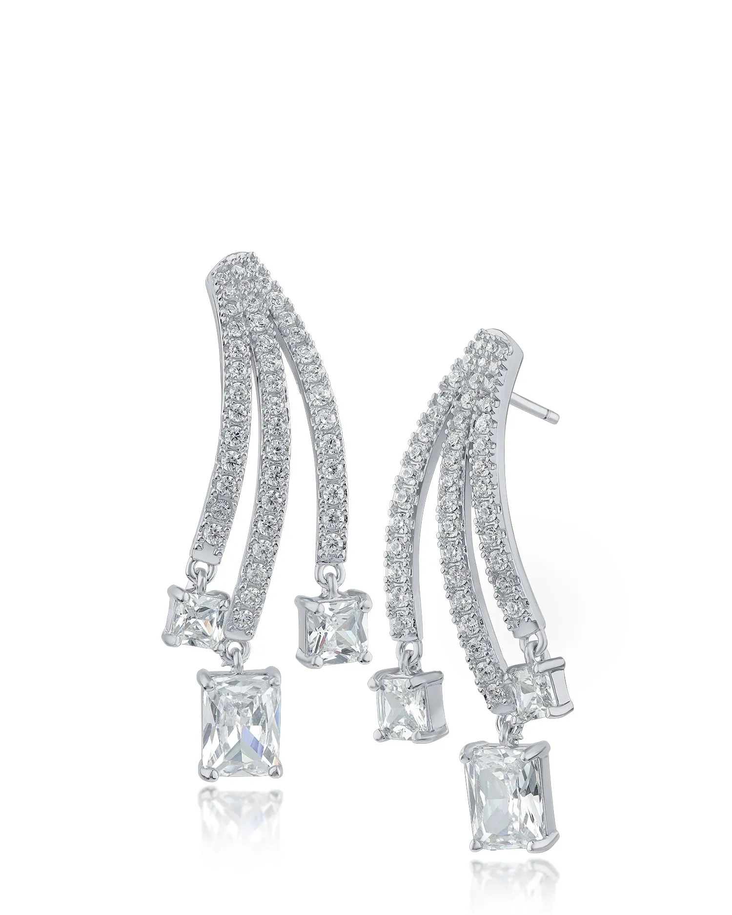 Pave Triple Row Earrings