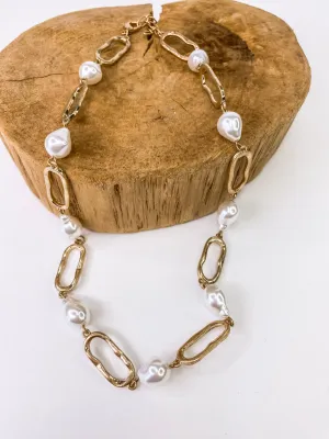 Pearl Link Drop Necklace