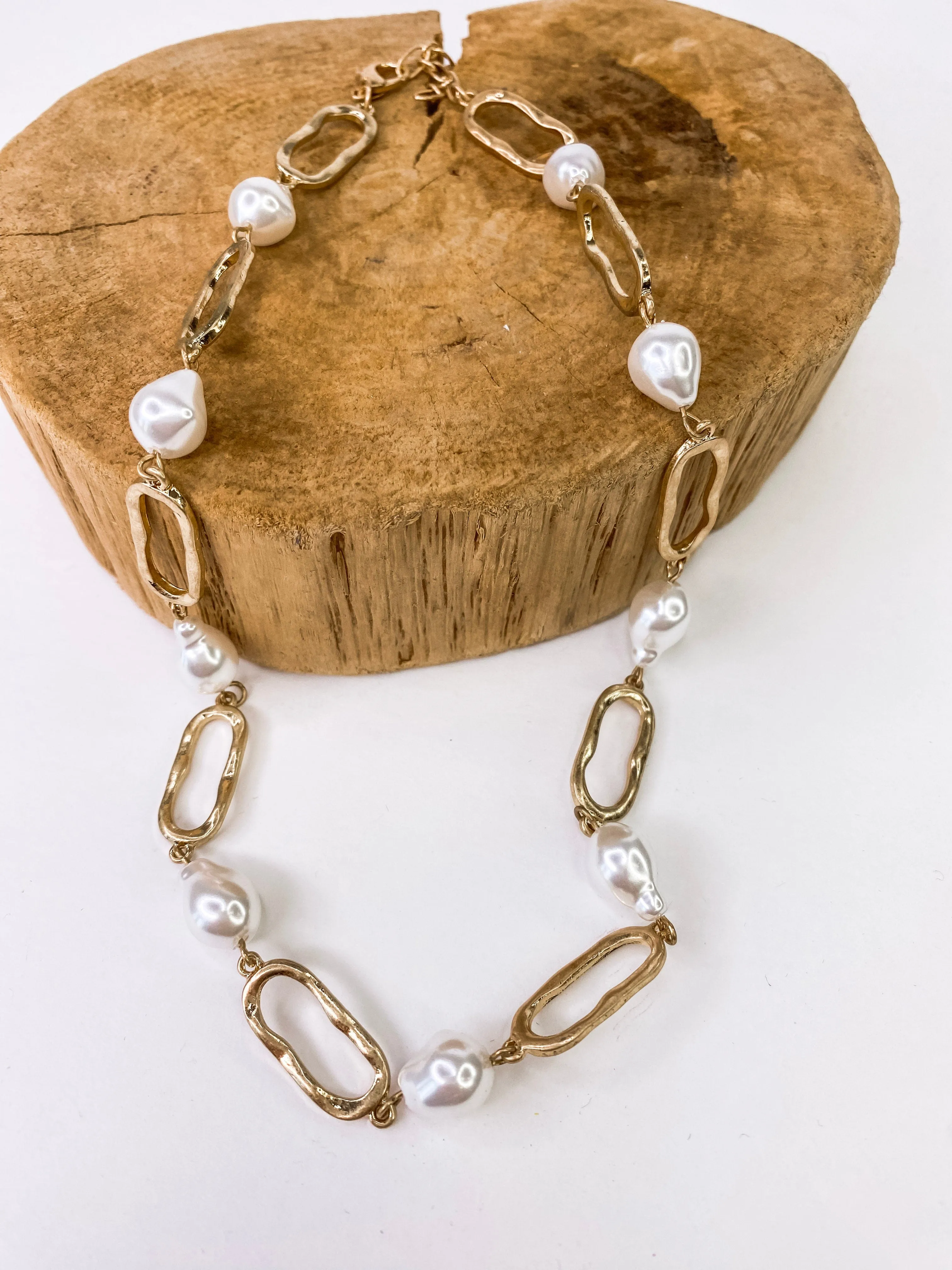 Pearl Link Drop Necklace