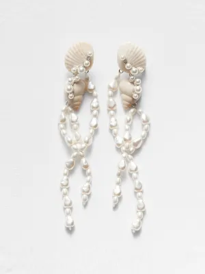 Pearl-tipped seashell earrings