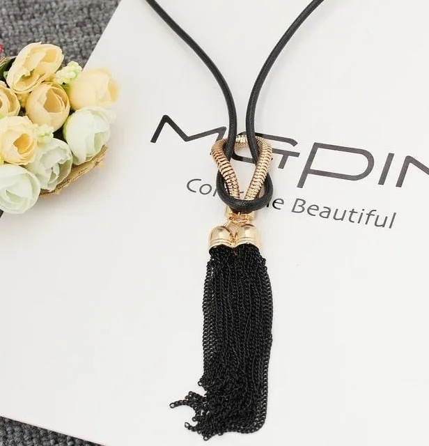 Pendant Necklace Tassel Long Winter Sweater Chain Necklace