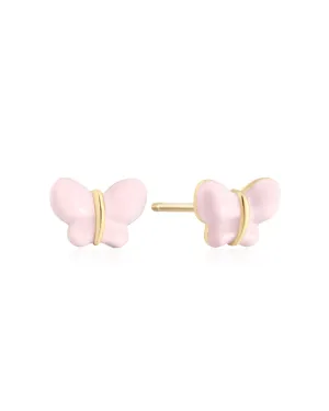 Pink Butterfly Stud Earrings