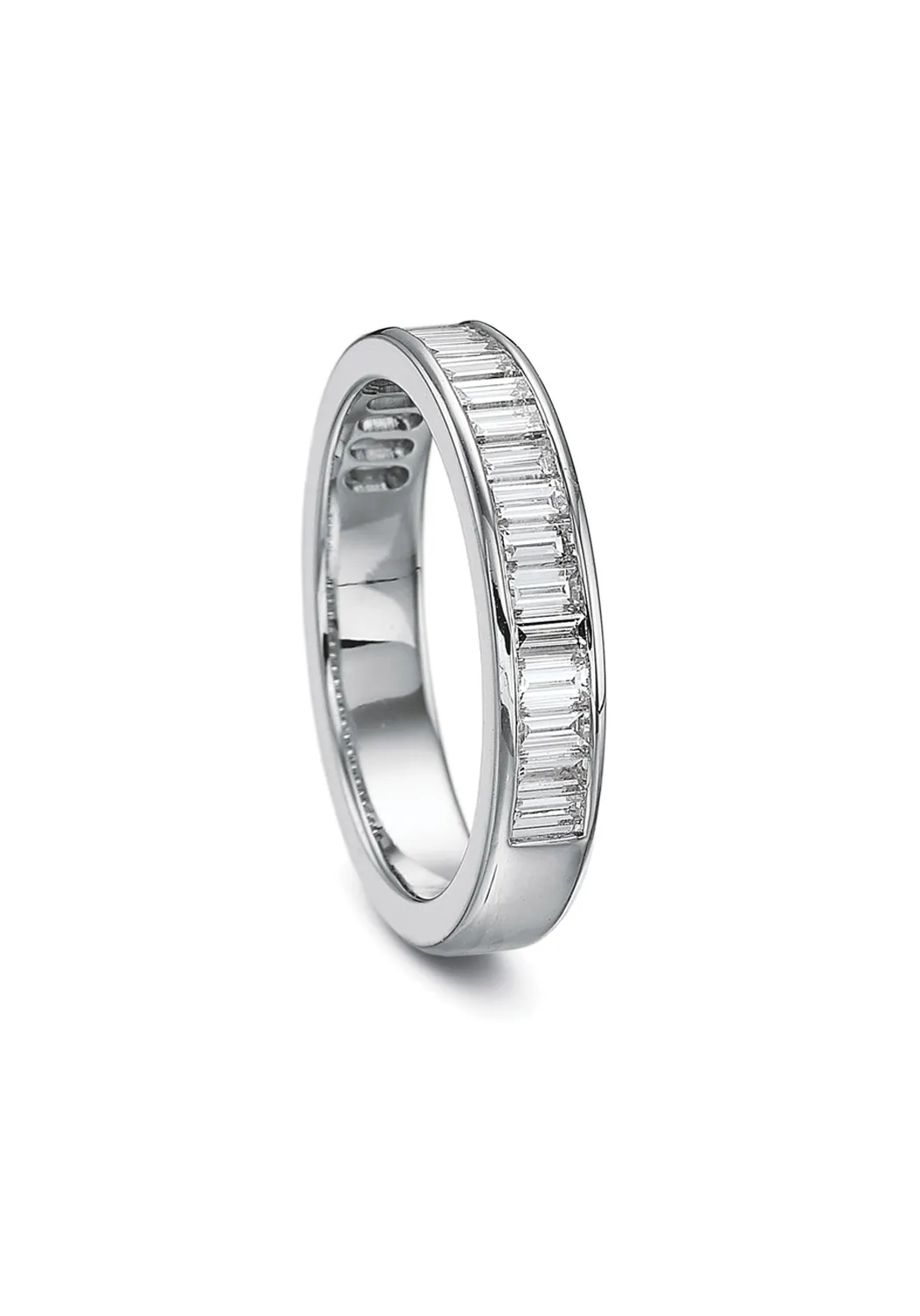 Precision Set Platinum Channel Set Baguette Diamond Band