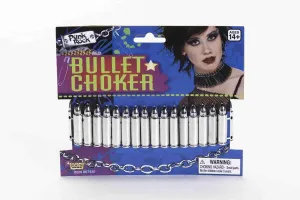 Punk Rock White & Silver Bullet Choker Costume Accessory