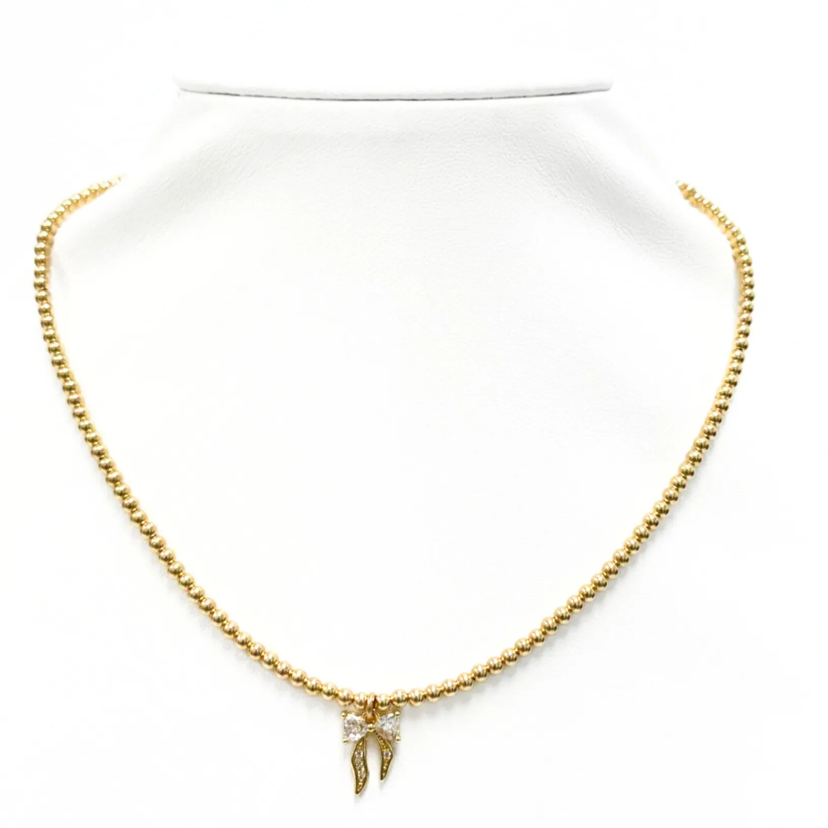 "BOW MIRACLE" Charm on 3MM Gold Filled Beaded Choker