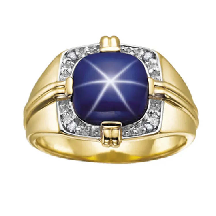 "SAMUAL" MEN'S STAR SAPPHIRE & DIAMOND RING