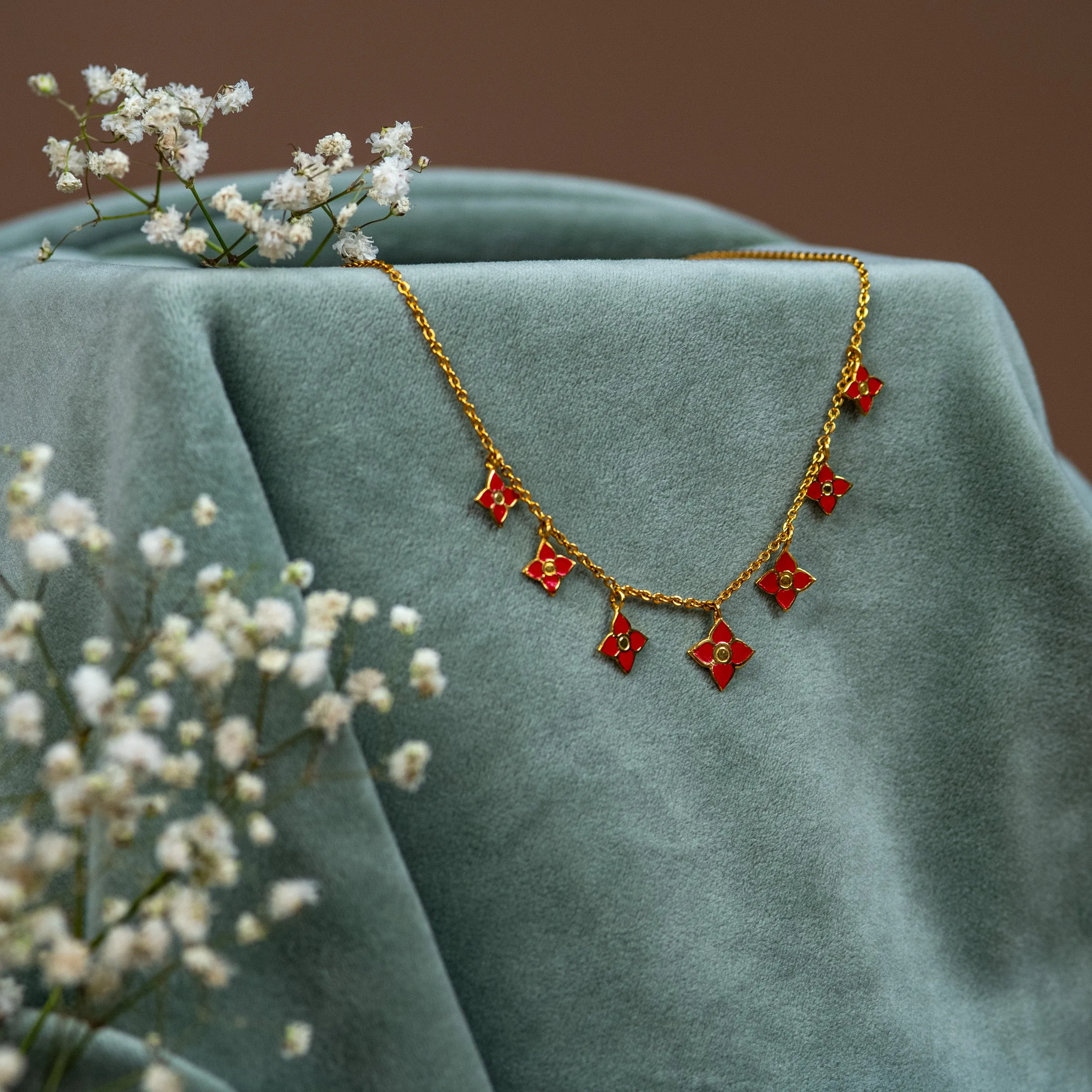 Red Flower Necklace