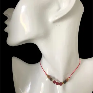 Red Thread Choker Necklace with Carnelian & Agate