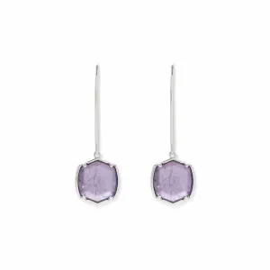 Rocksbox Exclusive Davis Drop Earrings in Rhodium & Purple Mica