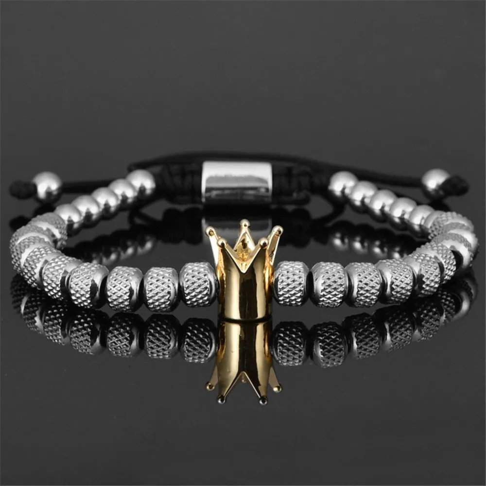 Roman Numeral Royal Crown Bracelet Set