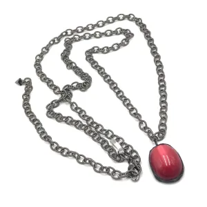 Ruby Red Moonglow & Gun Metal Layering Necklace - Long