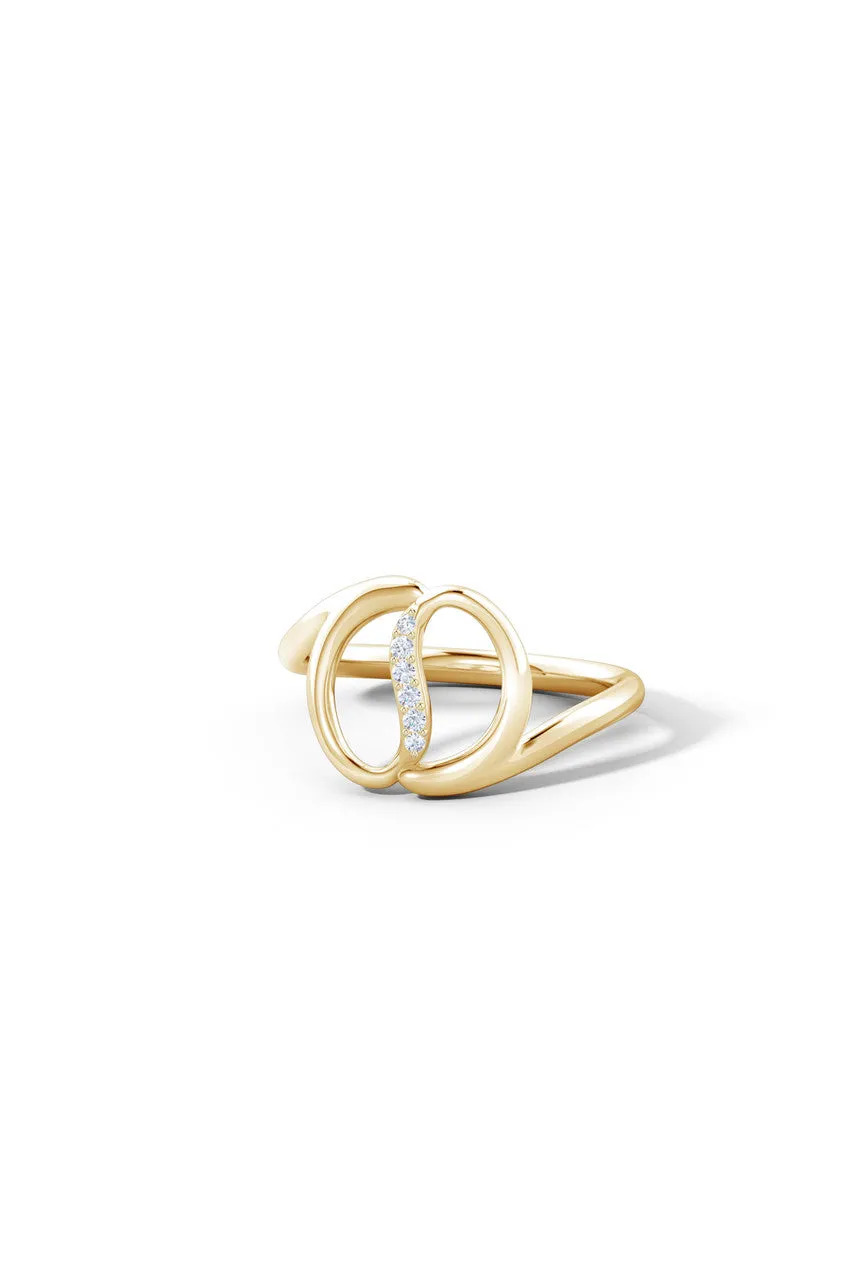 Shangri-La Yin-Yang 14K Gold  and Diamond Bypass Ring