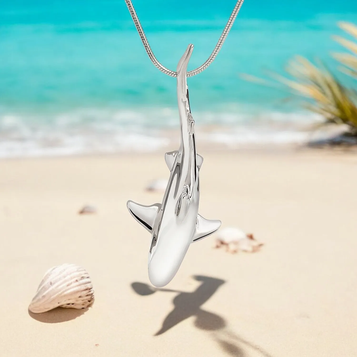 Shark Necklace for Women Sterling Silver- Grey Reef Shark Necklace for Women, Sterling Silver Reef Shark Necklace, Shark Jewelry, Shark Pendant