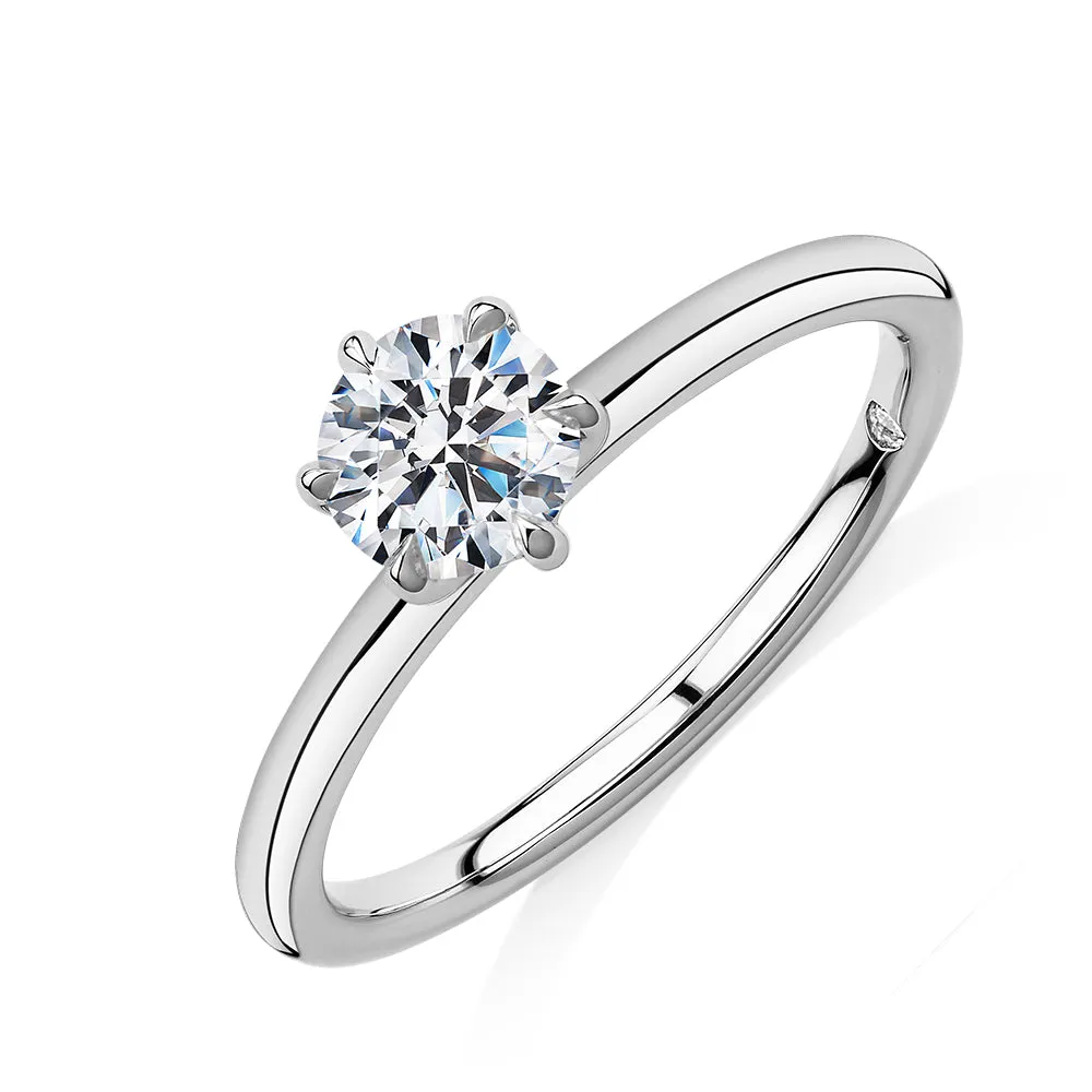 Signature Simulant Diamond 0.70 carat* round brilliant solitaire engagement ring in 14 carat white gold