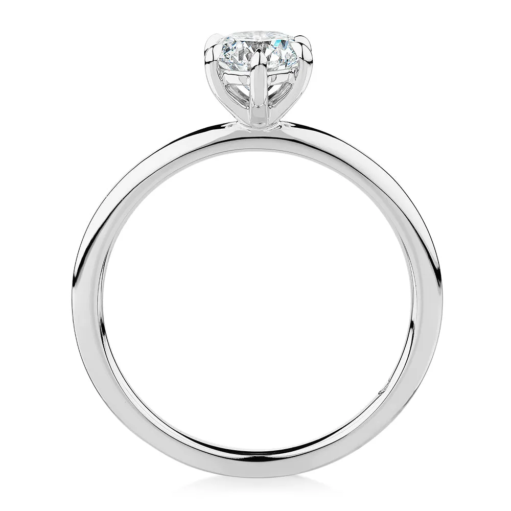 Signature Simulant Diamond 0.70 carat* round brilliant solitaire engagement ring in 14 carat white gold