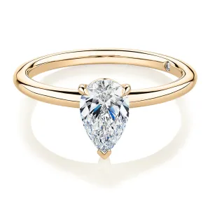 Signature Simulant Diamond 1.00 carat* pear solitaire engagement ring in 14 carat yellow gold