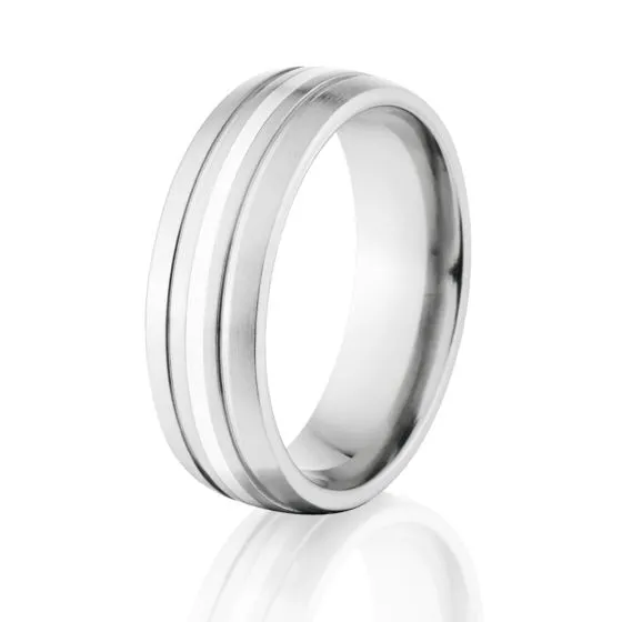 Silver & Cobalt Wedding Ring, 7mm Wide