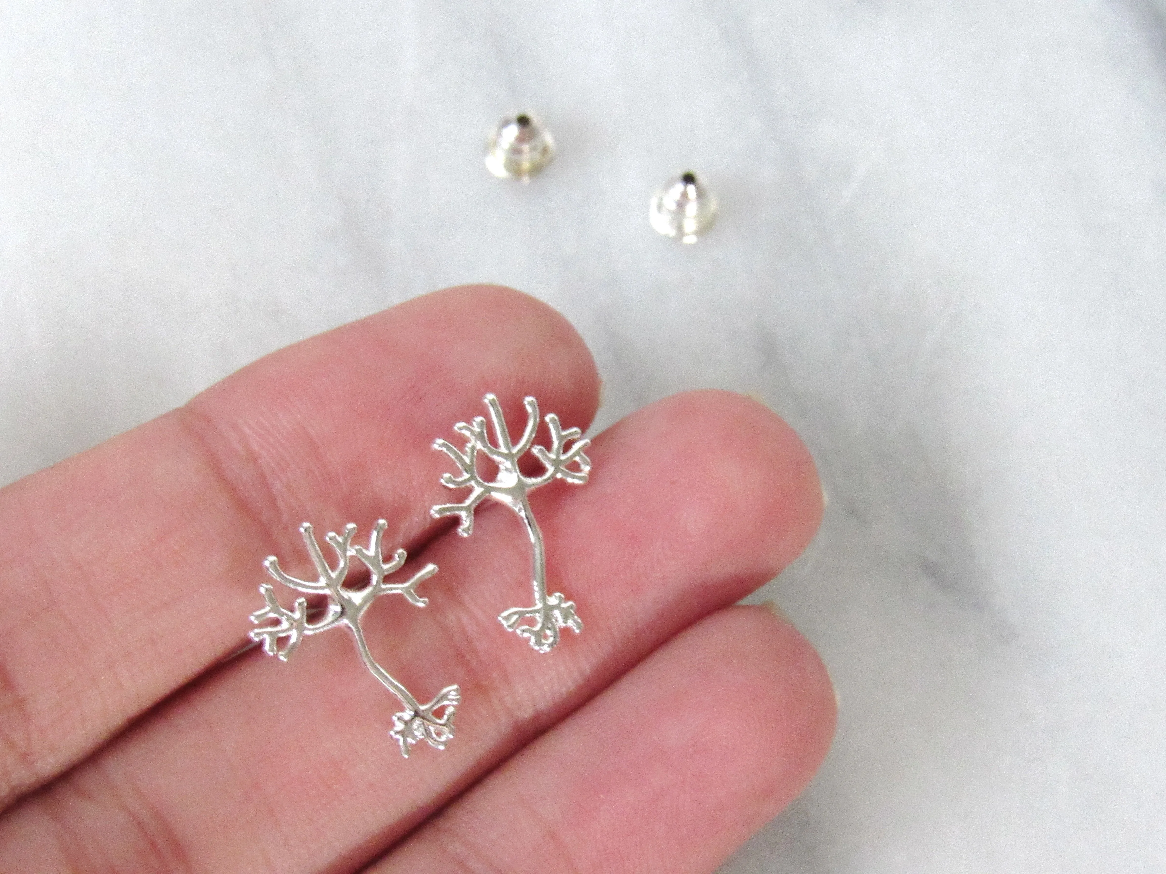 Silver Neuron Earrings