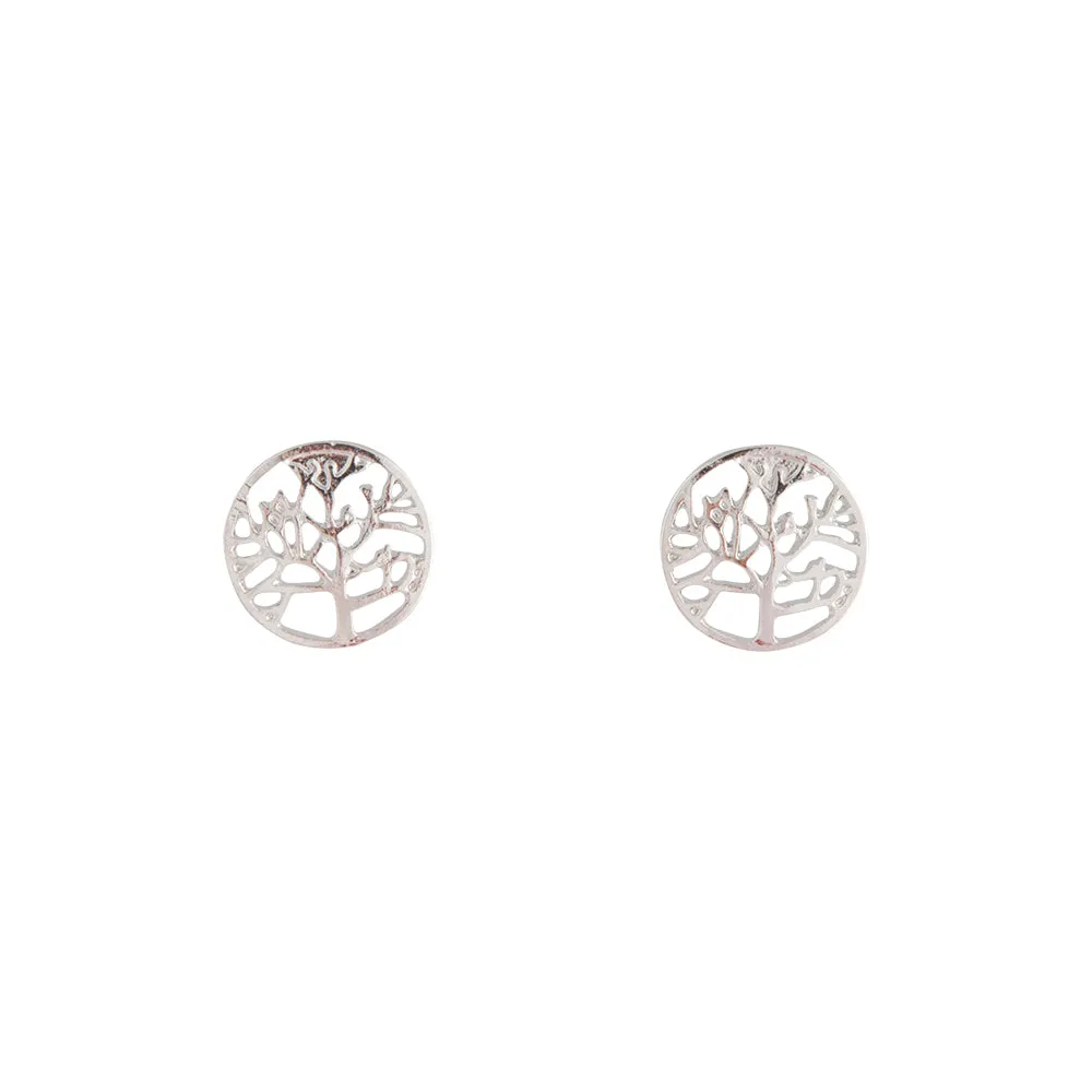 Silver Tree Of Life Stud Earrings