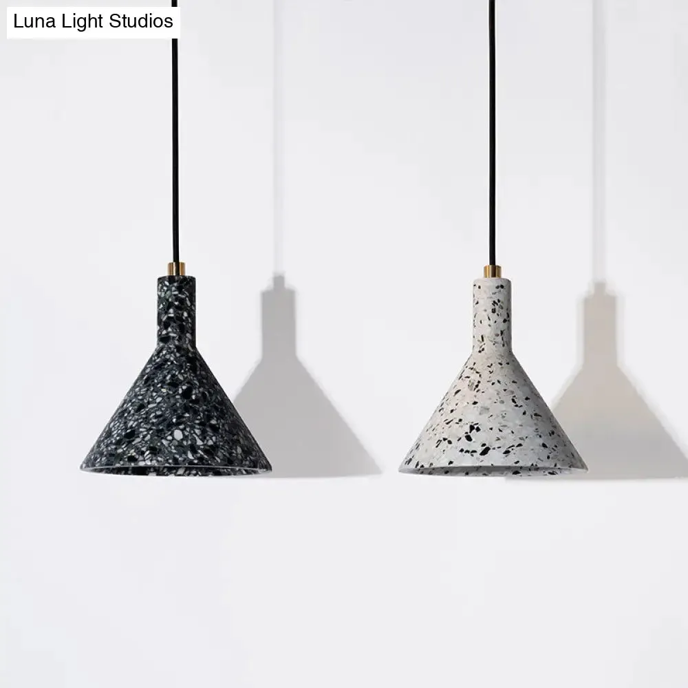 Sleek Funnel-Shaped Pendulum Light: Simplicity Terrazzo 1-Head Hanging Pendant for Dining Room