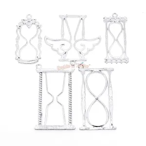 Sliver Magical Hourglass Theme Open Bezel (5 pieces)