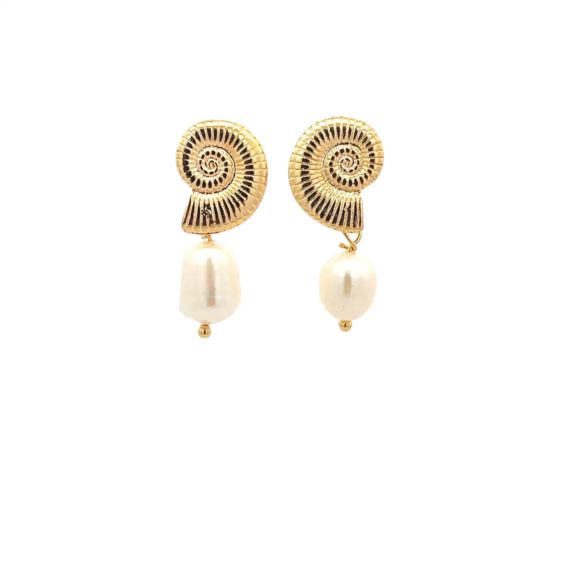 Small Seashell Drop Dangle Pearl Earrings (J281A)