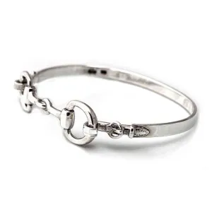 Snaffle Horse Bit Bangle Bracelet Sterling Silver with Buckles