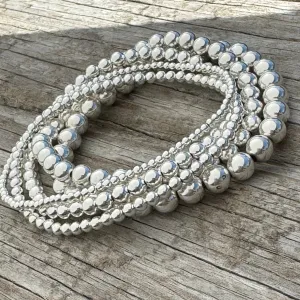 Sterling Silver Bead Stretch Bracelet