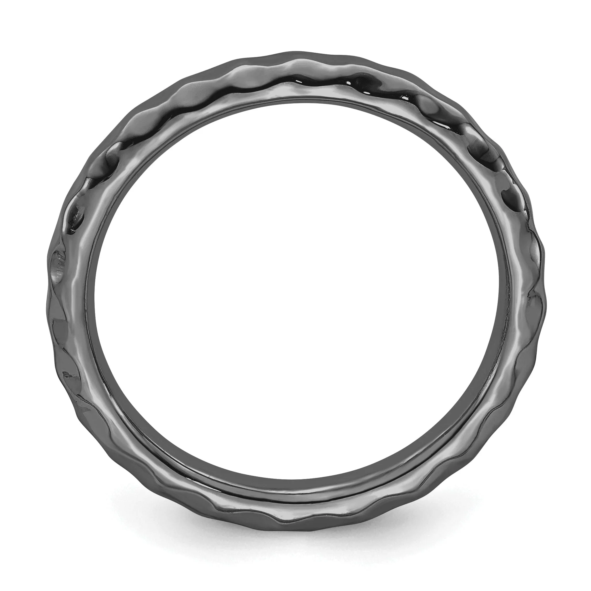 Sterling Silver Black-Plated Hammered Ring