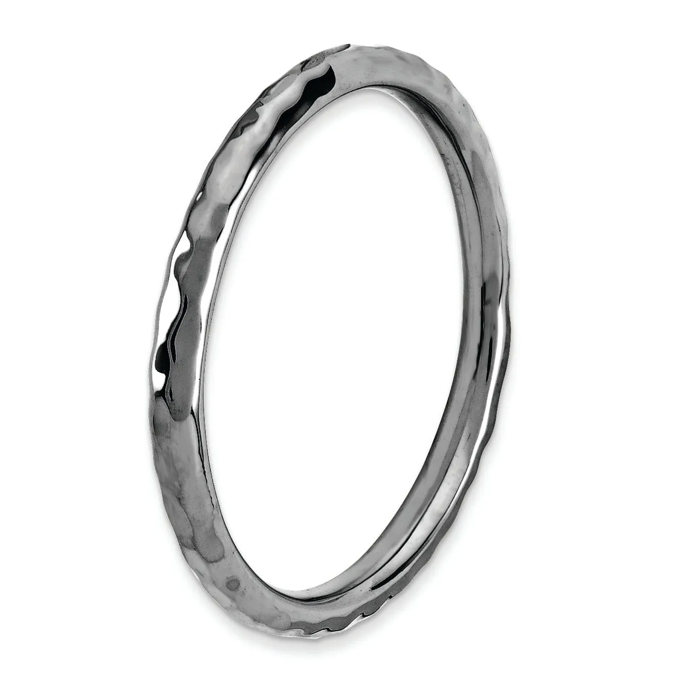 Sterling Silver Black-Plated Hammered Ring