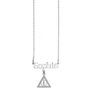 Sterling Silver Personalised Necklace with Deathly Hallows Charm 