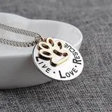 SUNSHINE "LIVE LOVE RESCUE" LETTER DOG OR CAT PAW NECKLACE PENDANT