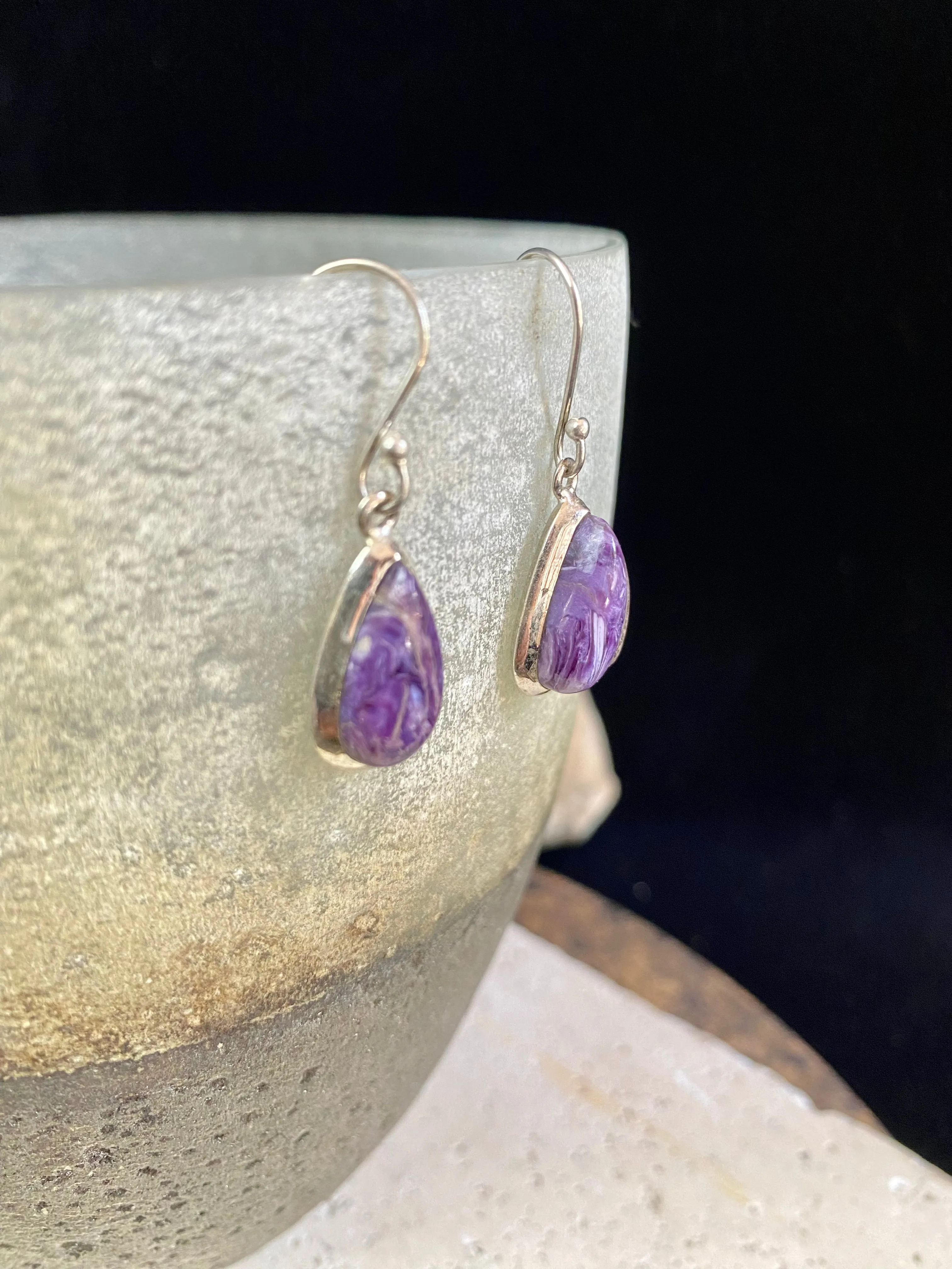 Teardrop Charoite Earrings