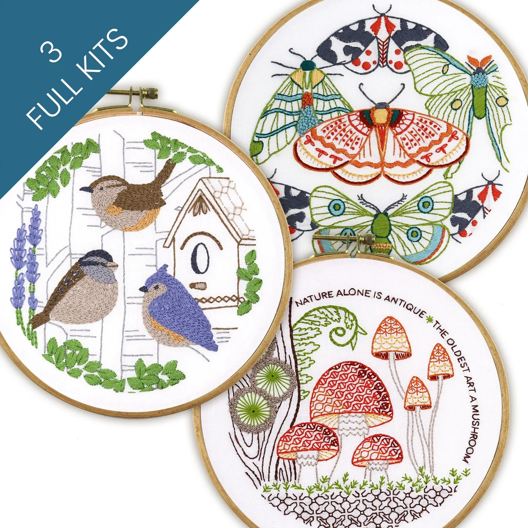 The Naturalist Embroidery Kit Bundle of 3