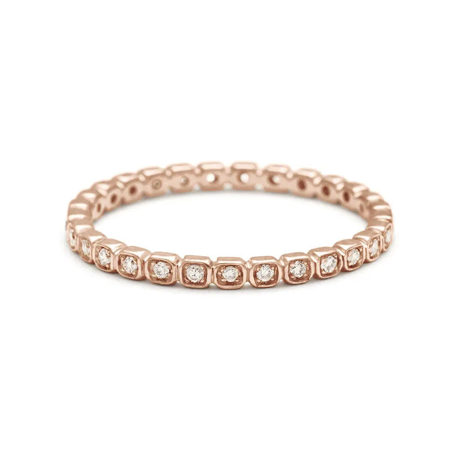 Tiny Wheat Eternity Band - 14k Gold & White Diamonds