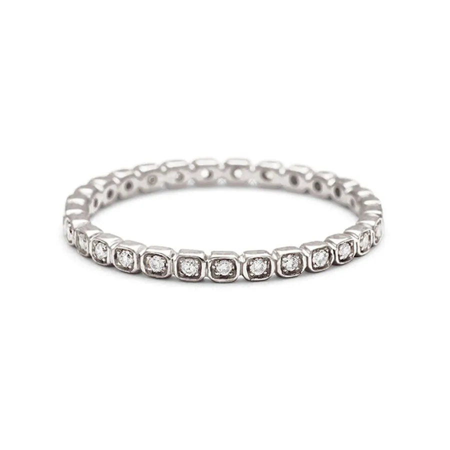 Tiny Wheat Eternity Band - 14k Gold & White Diamonds