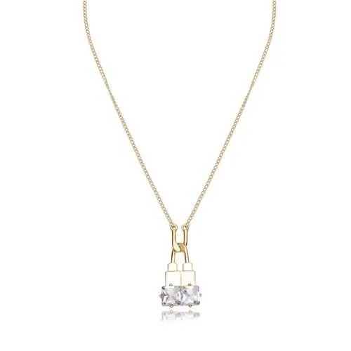 Trendy Balancing Style Pandent Alloy U-shaped Lock Rhinestone Necklace Gift for Women