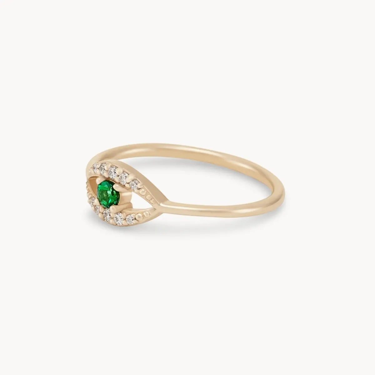 tsavorite mystical evil eye ring - 14k yellow gold, tsavorite garnet