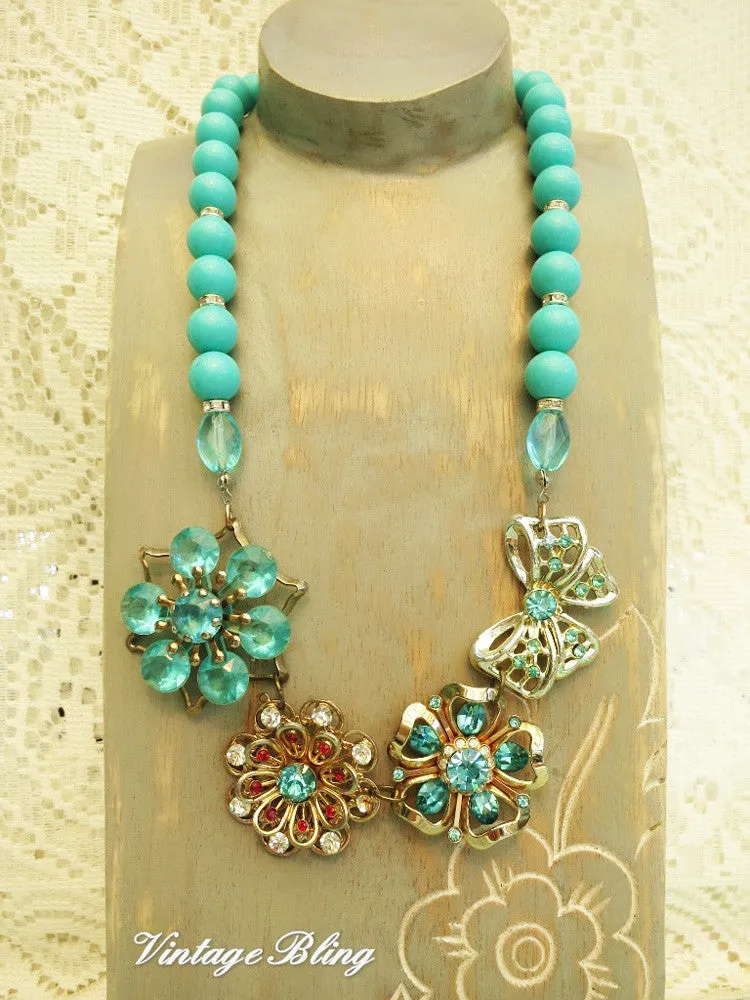 Turquoise Flower Necklace