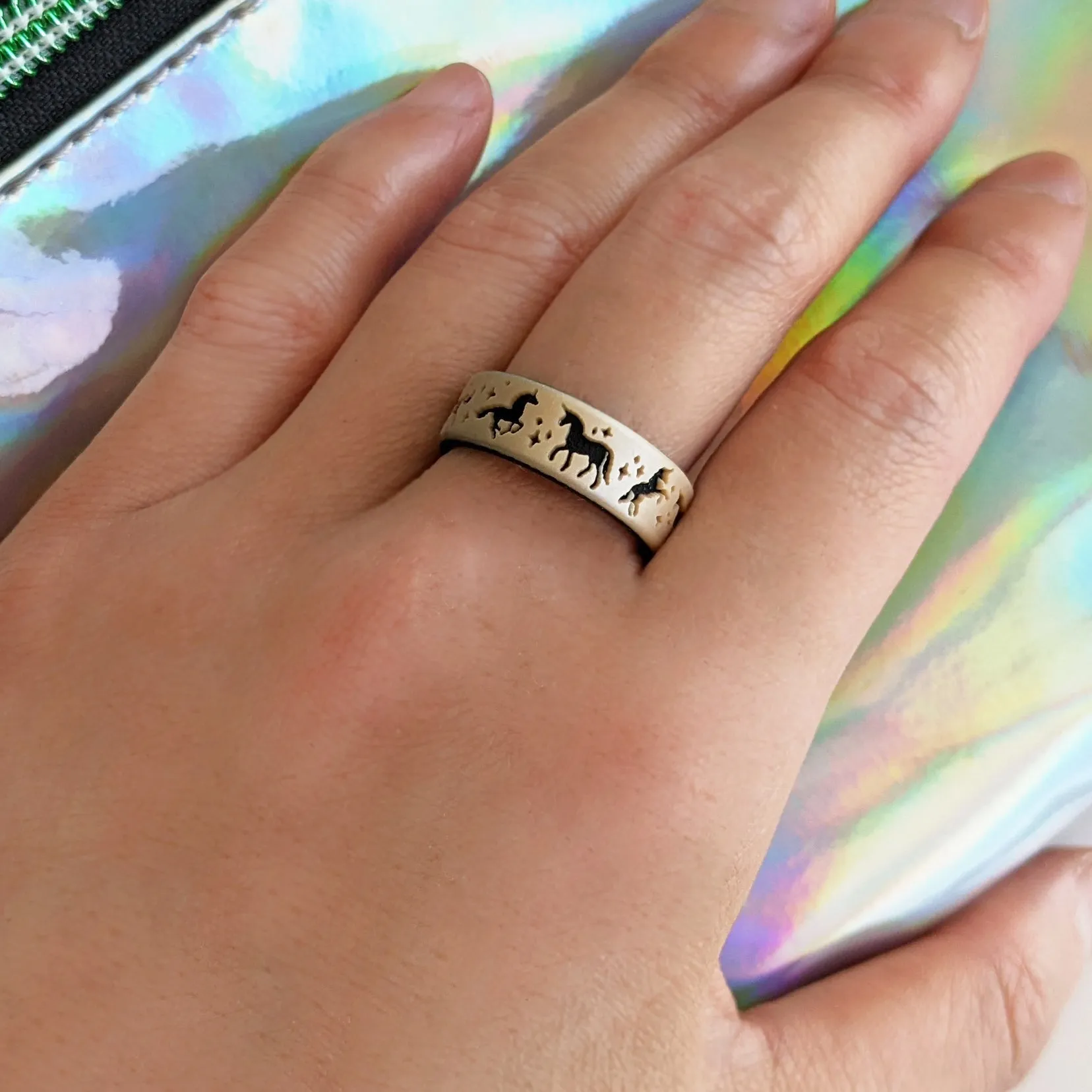 Unicorn Silicone Wedding Ring - Engraved Dual Layer