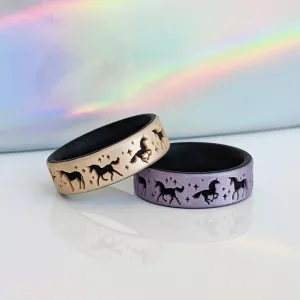 Unicorn Silicone Wedding Ring - Engraved Dual Layer